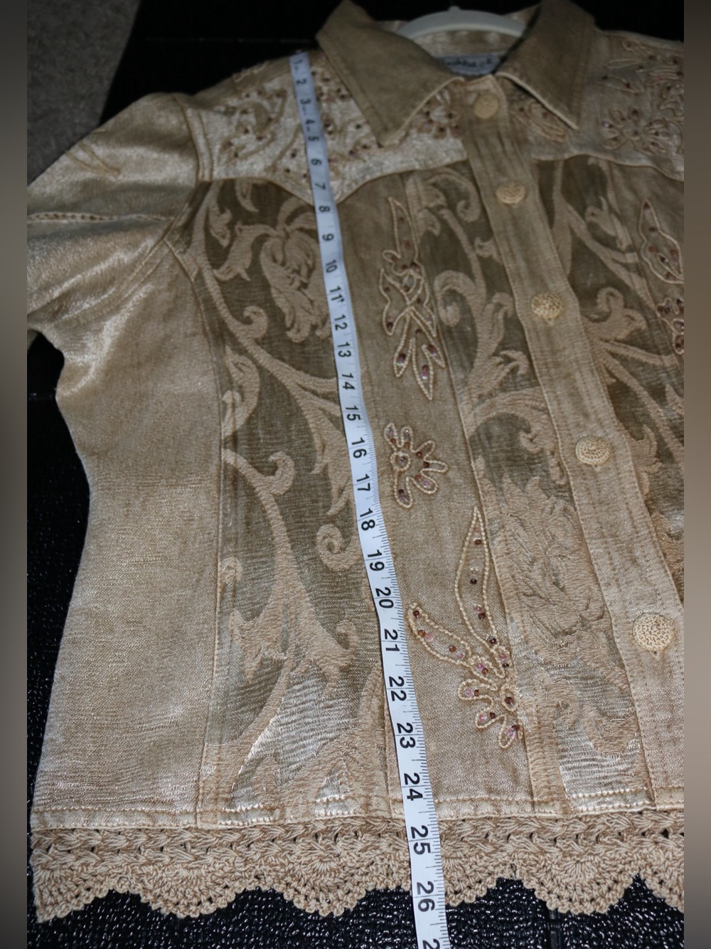 Flashback 1X Embroidered Tapestry Western Jacket Beaded Crochet Boho Y2K Vintage - Picture 10 of 15
